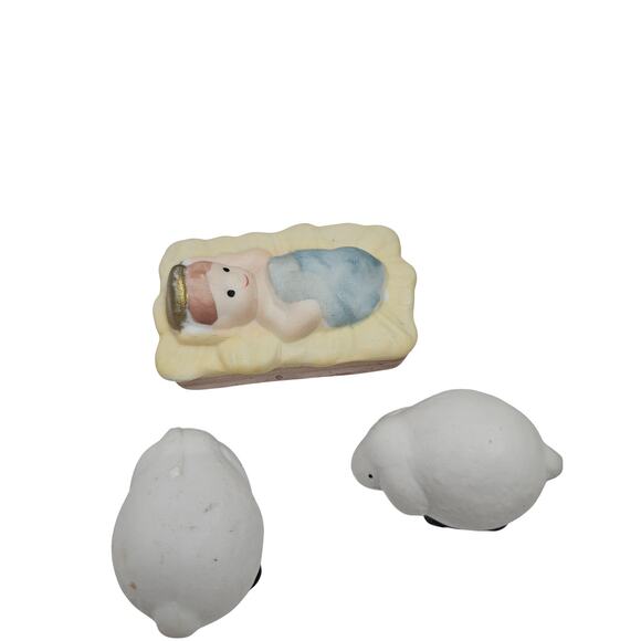 Vintage 9 Piece Nativity Scene Porcelain Hand-painted Joseph Mary Jesus sheep - Picture 3 of 5